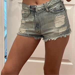 BDG Light Blue Distressed Jean Shorts